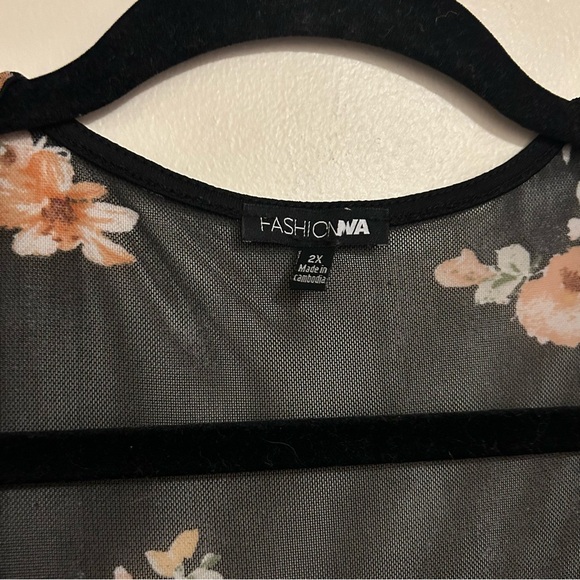 FASHION NOVA Black Floral Semi-Sheer Mesh Duster Cardigan 2X - Picture 11 of 12